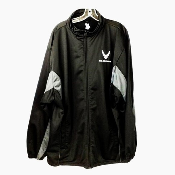 Badger Sport Black Gray Air Force Embroidered Zip Up Soft-Shell Jacket Mens 2XL
